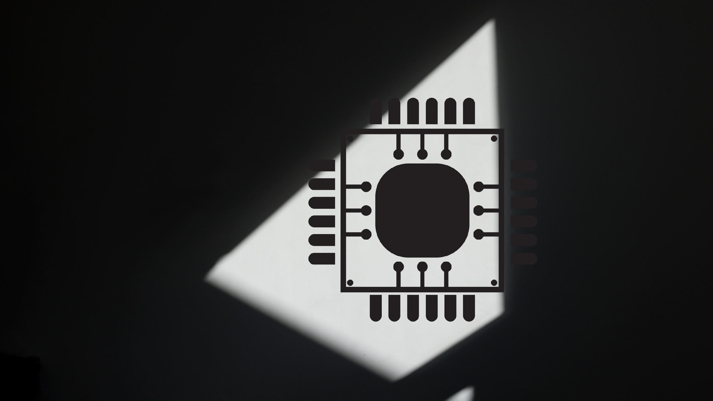 CPU icon on abstract black background