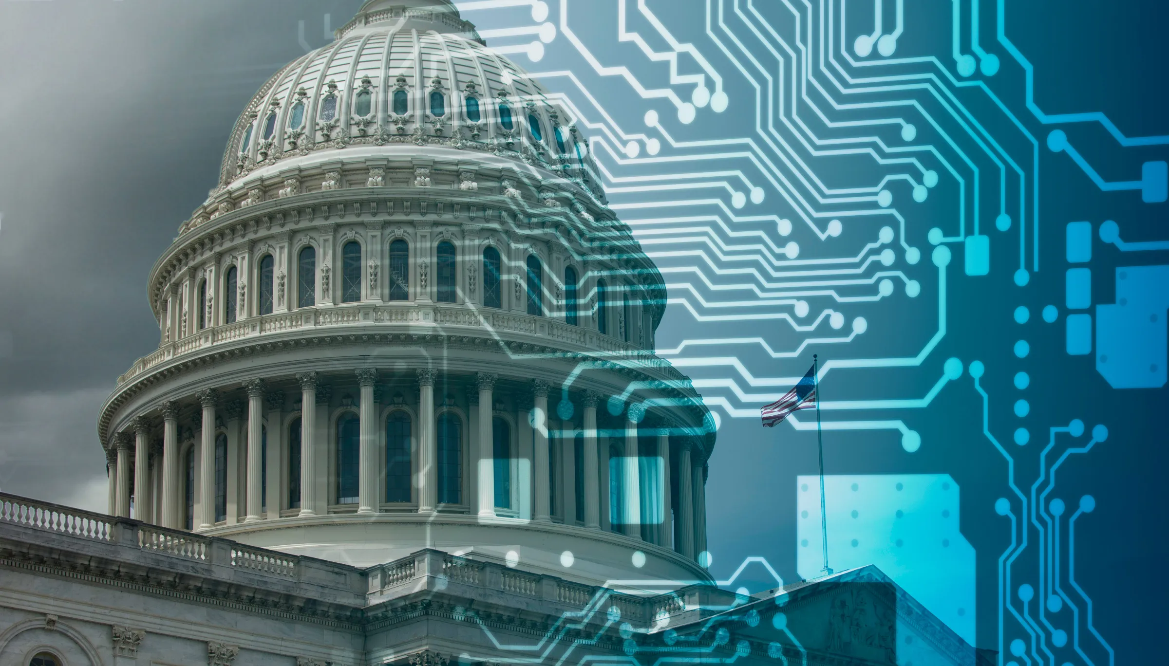 U.S. Capitol with overlayed computer circuitry