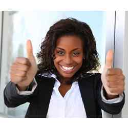 woman gives thumbs up