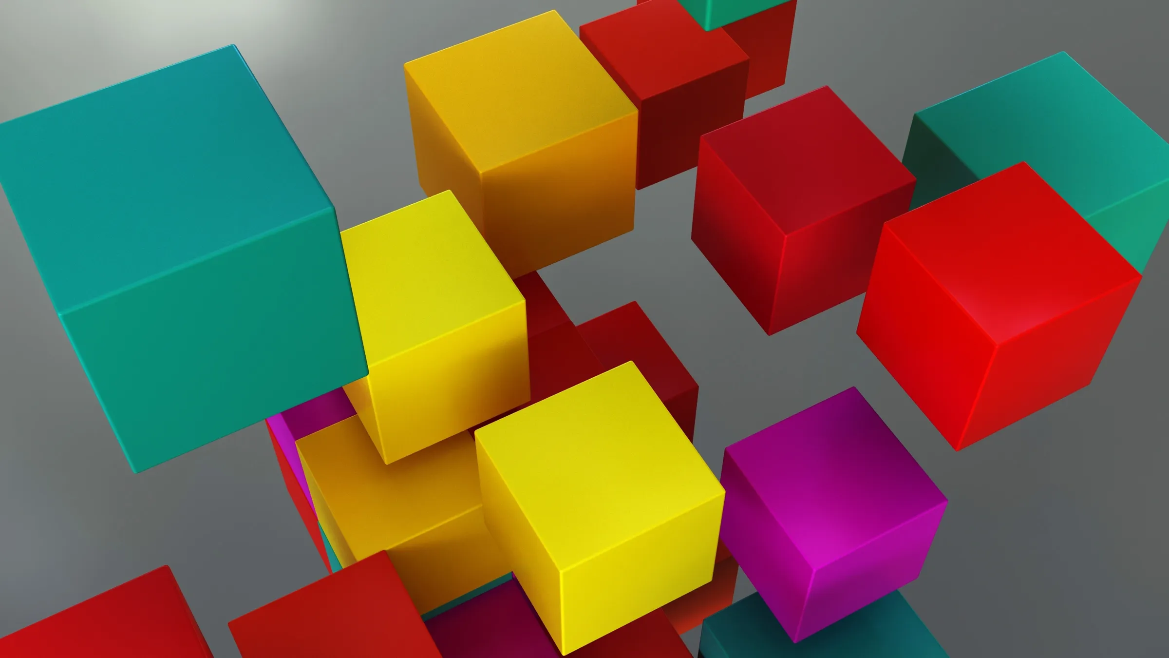 floating colored blocks, illustration