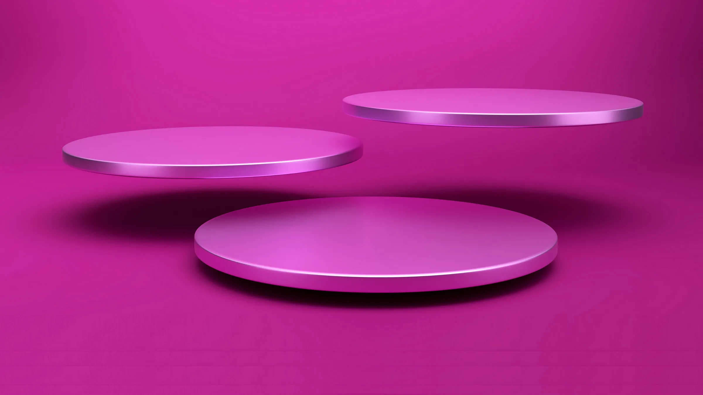 floating round platforms on pink background