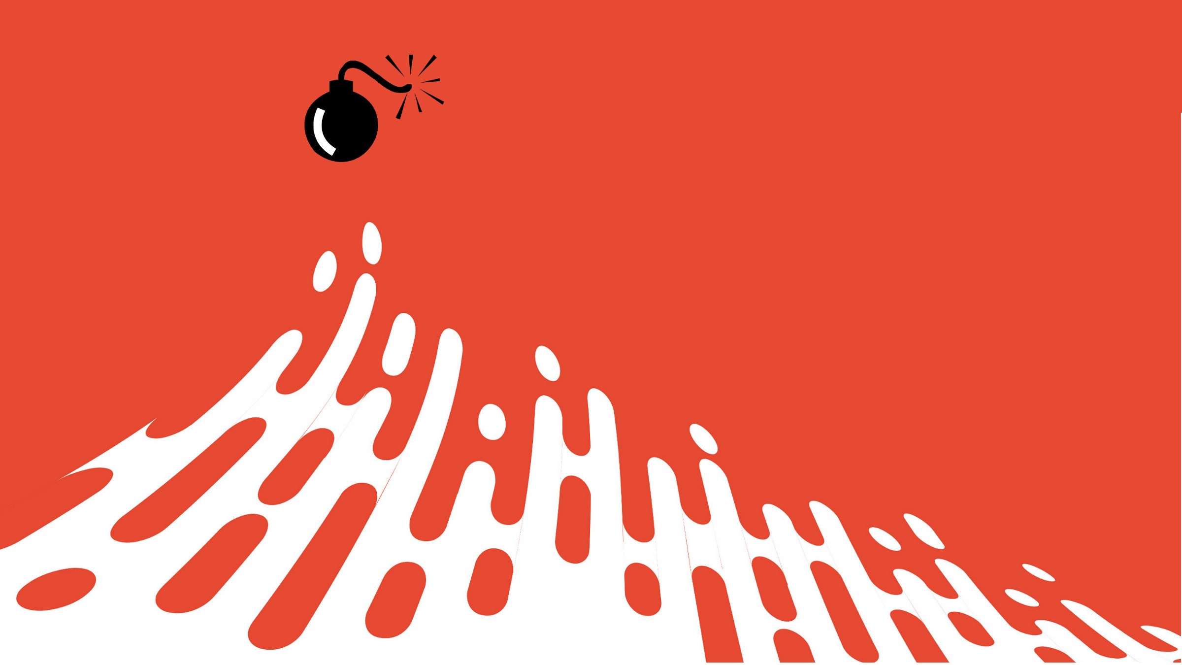 bomb with smoking fuse on abstract wave