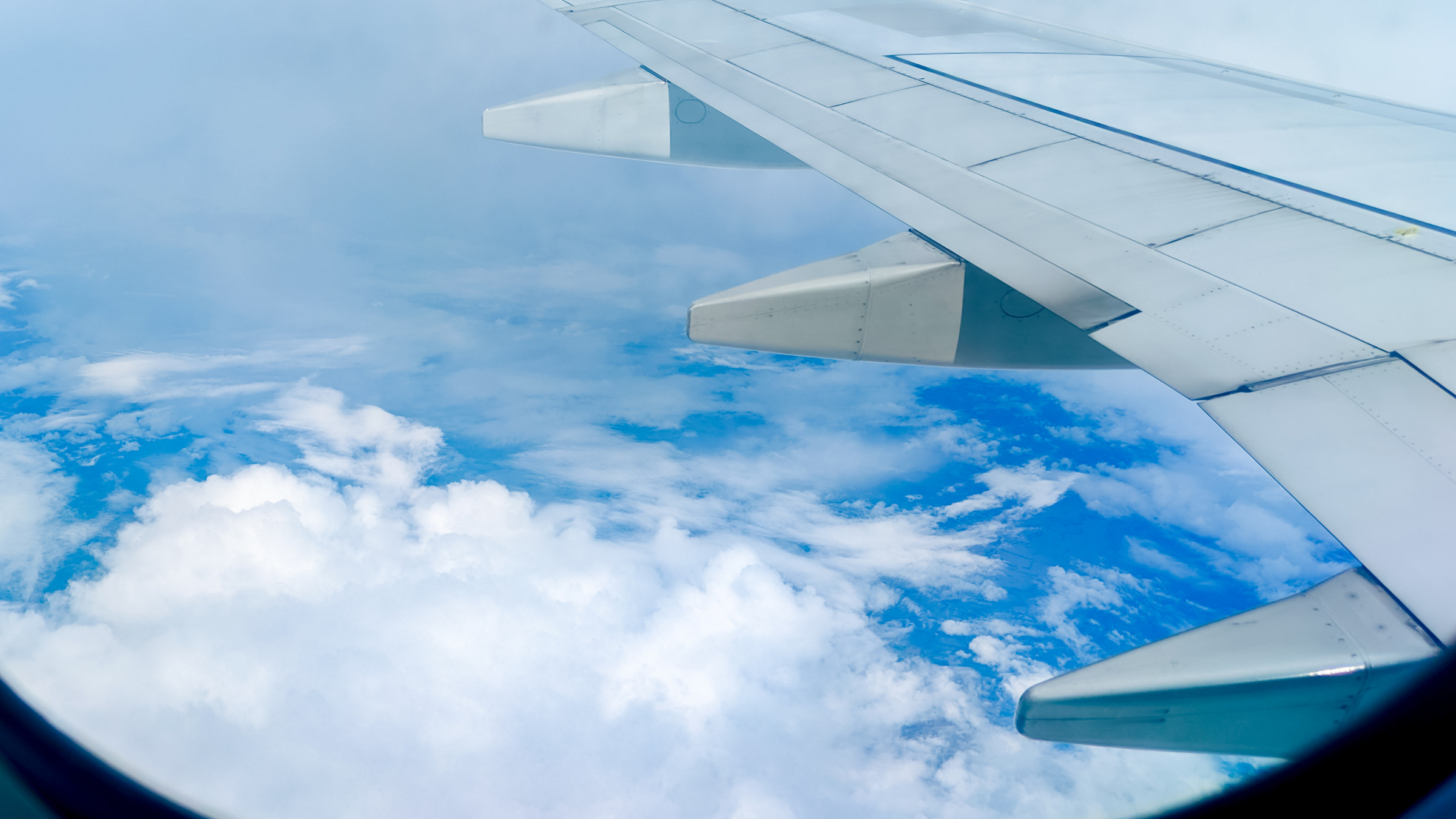 aerial view of clouds from an airplane window