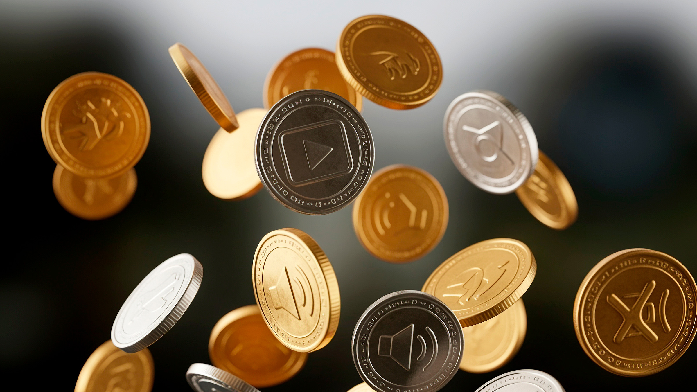 coins in the air
