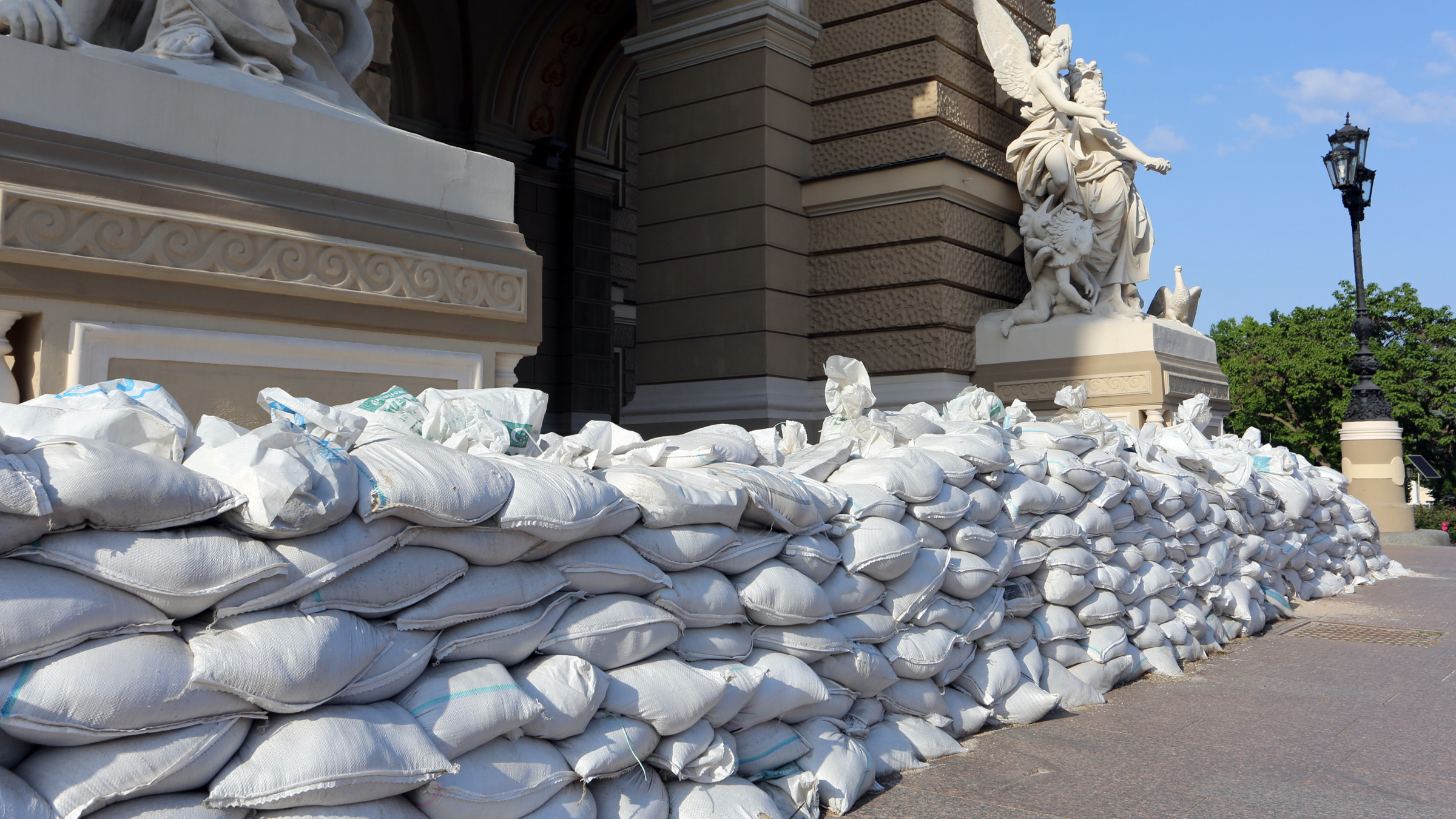 barricades and sandbags