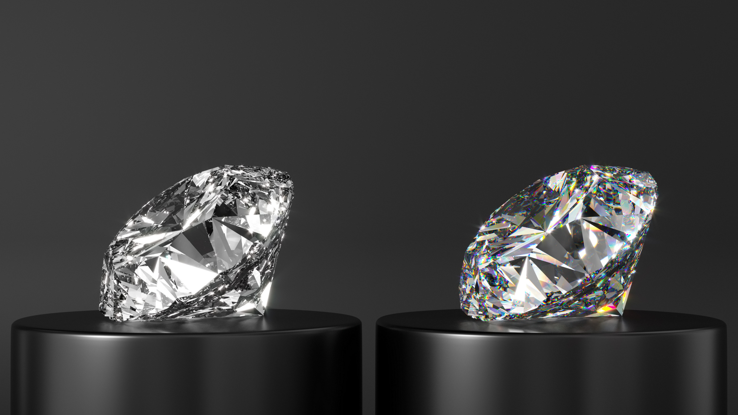 real diamond and fake diamond side by side