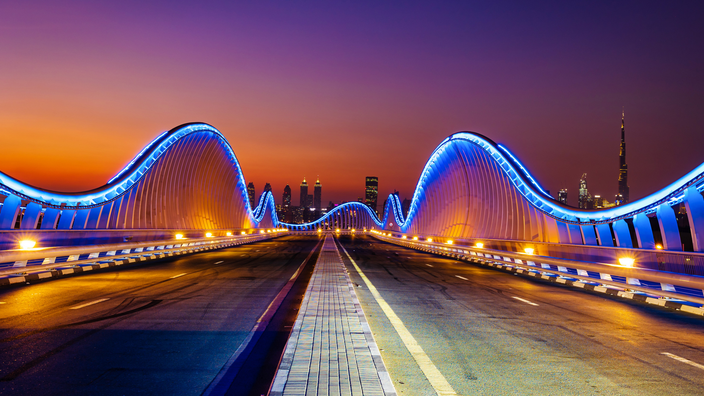 Meydan Bridge in Dubai at night