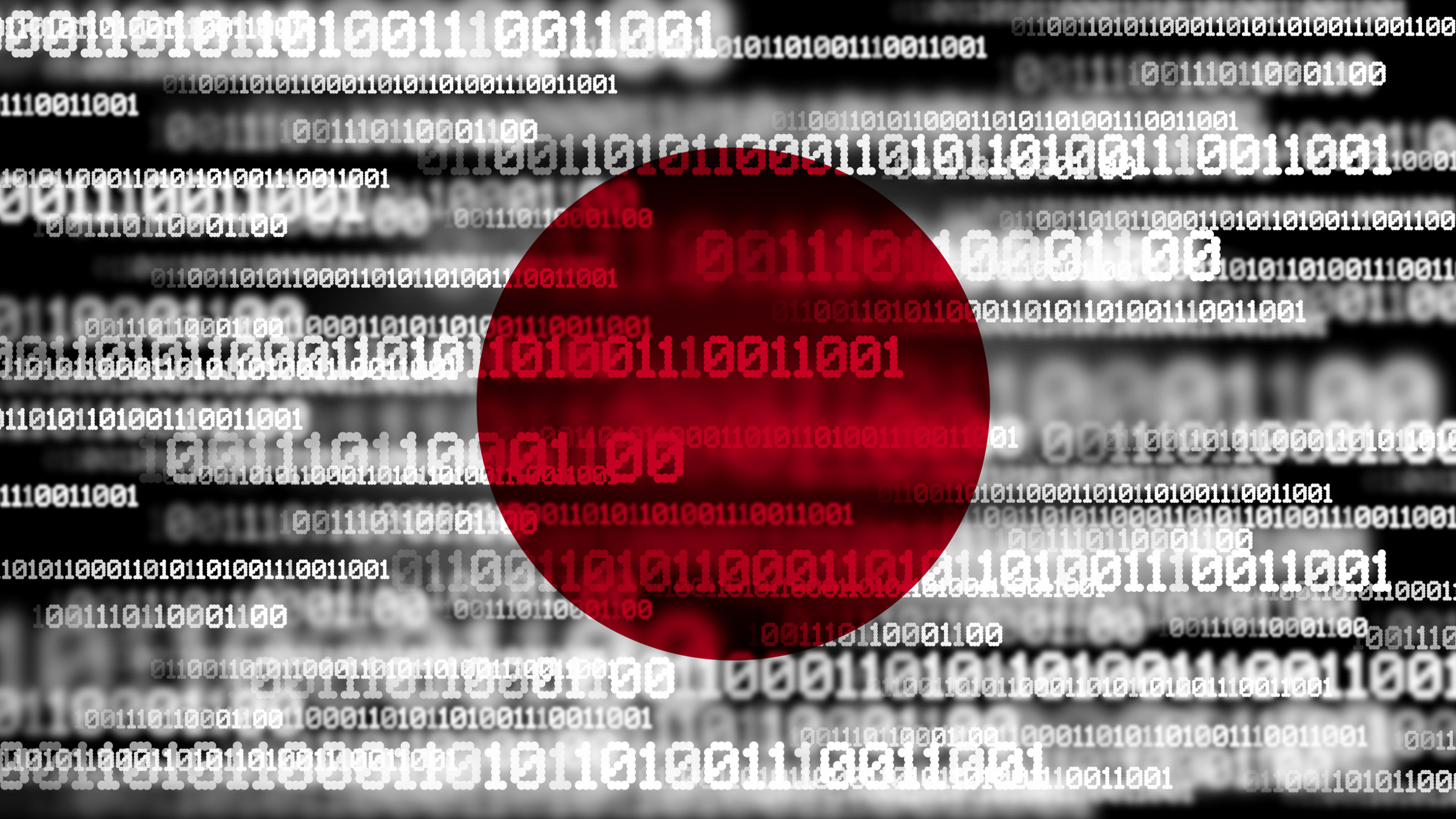 flag of Japan on binary code