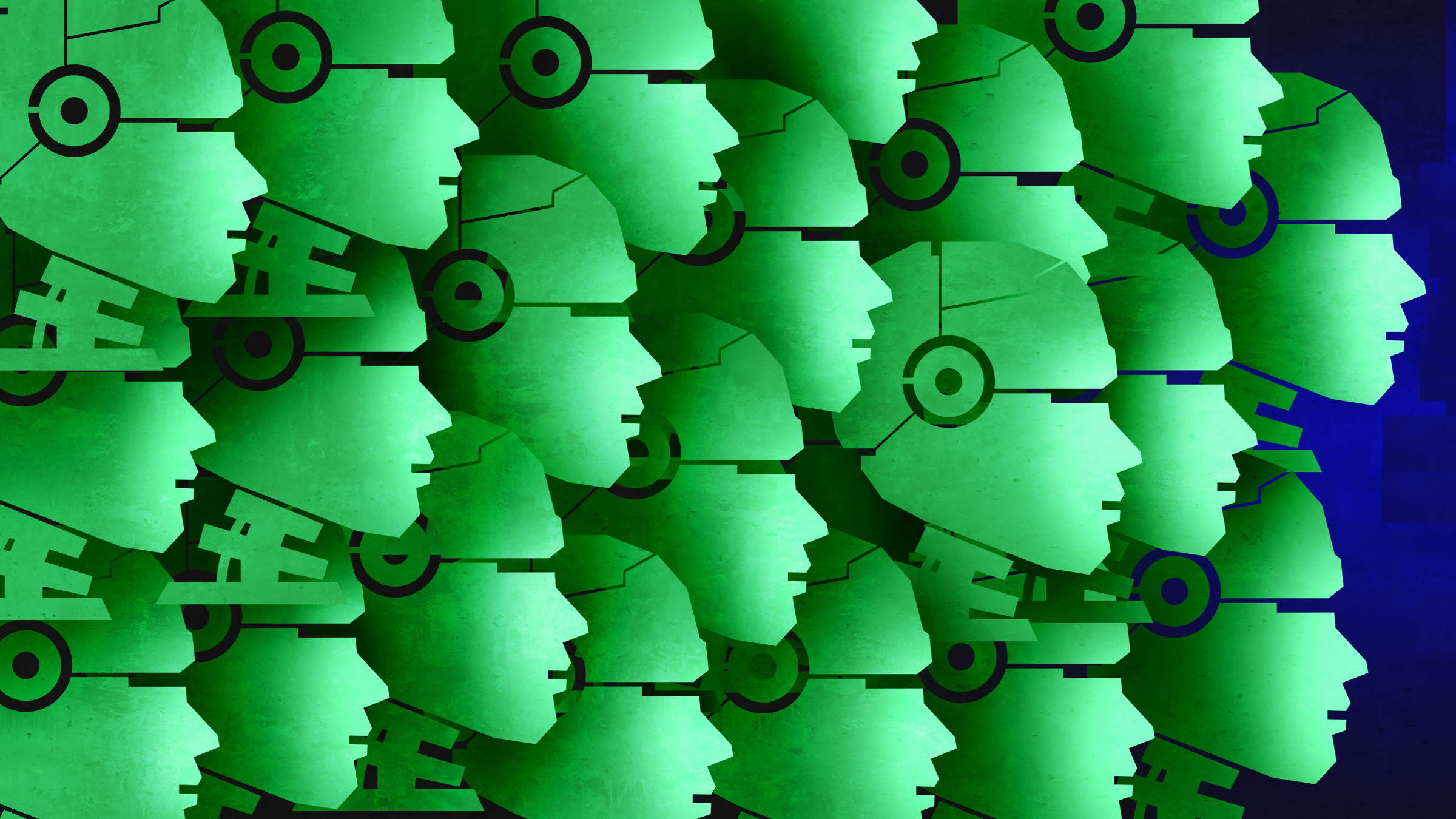 heads of humanoid robots in profile