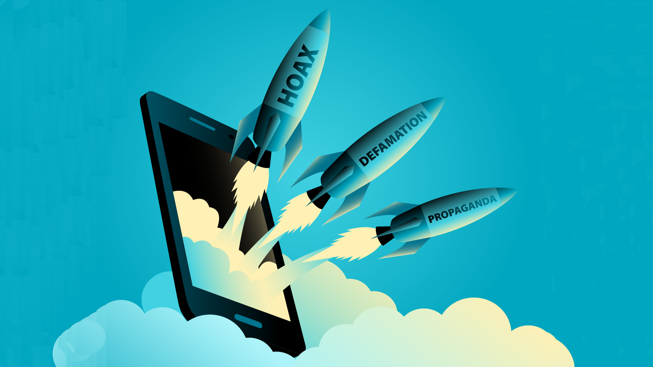 three rockets launching from inside a cellphone