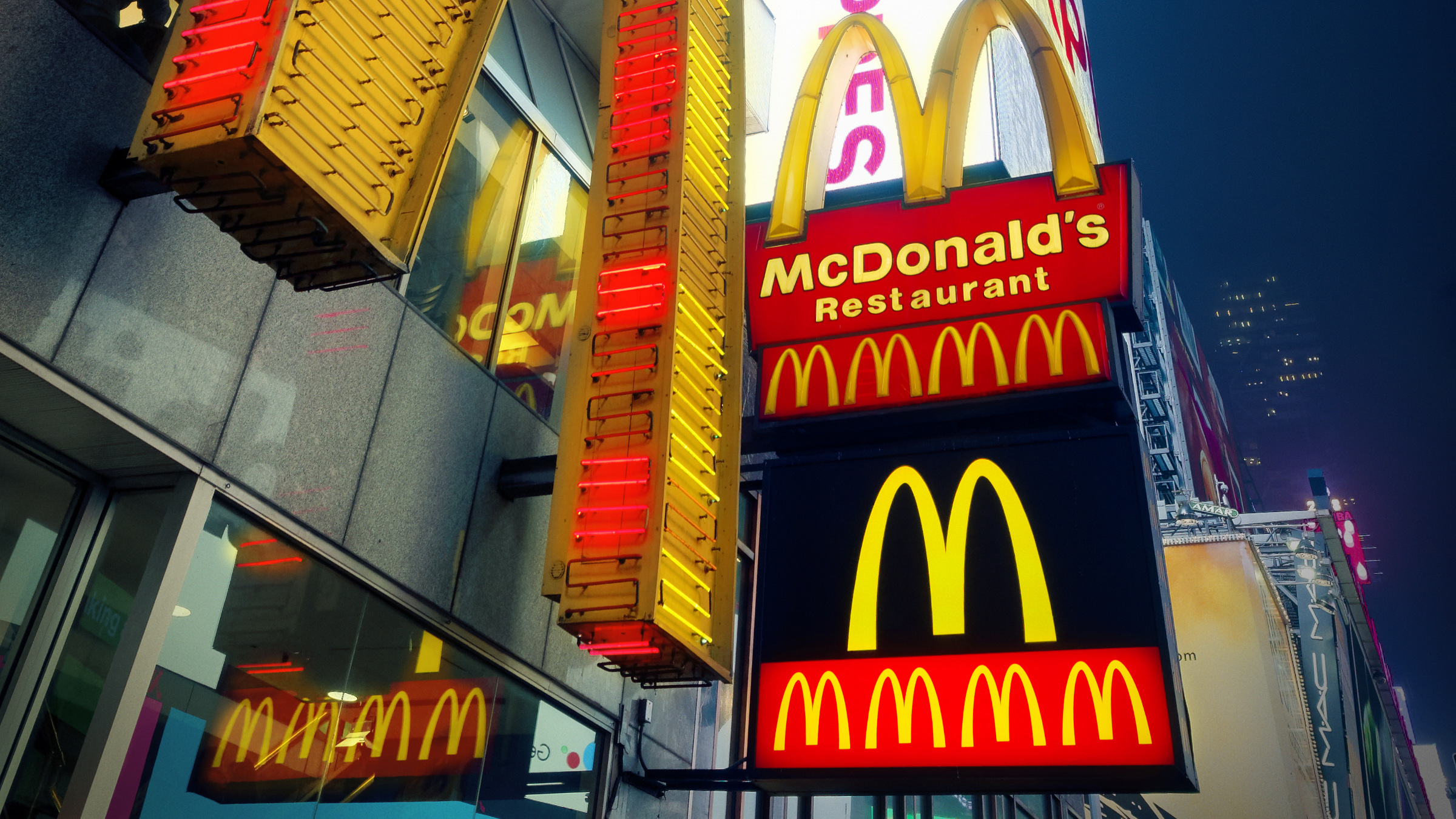 McDonald's logo in Times Square at night