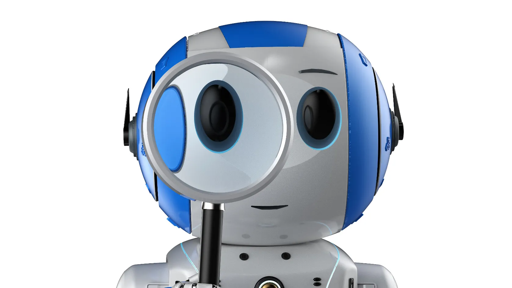 robot with magnifying glass