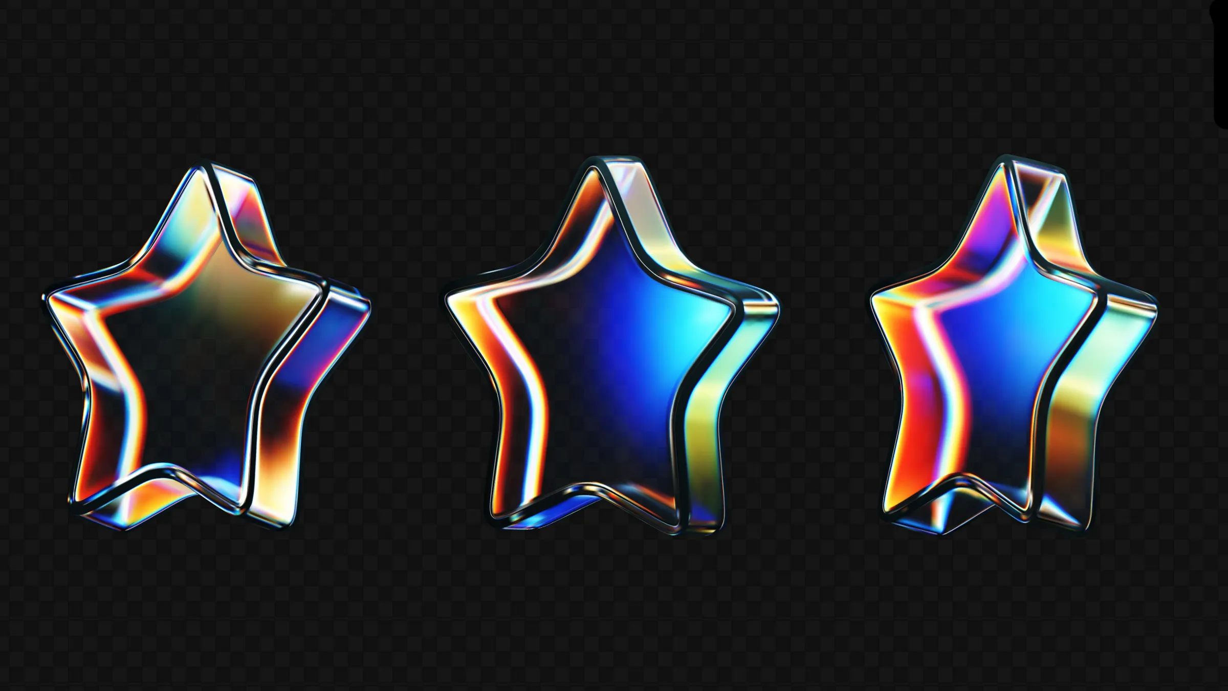 3D glass star icons