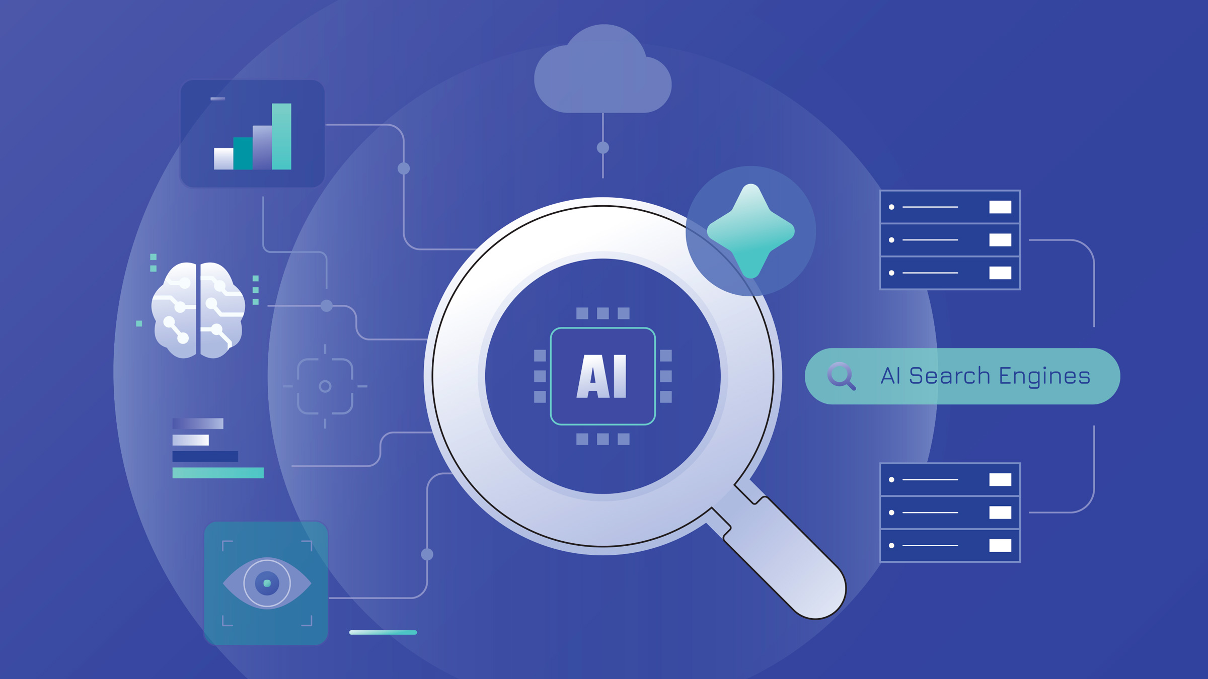 magnifying glass on AI chip