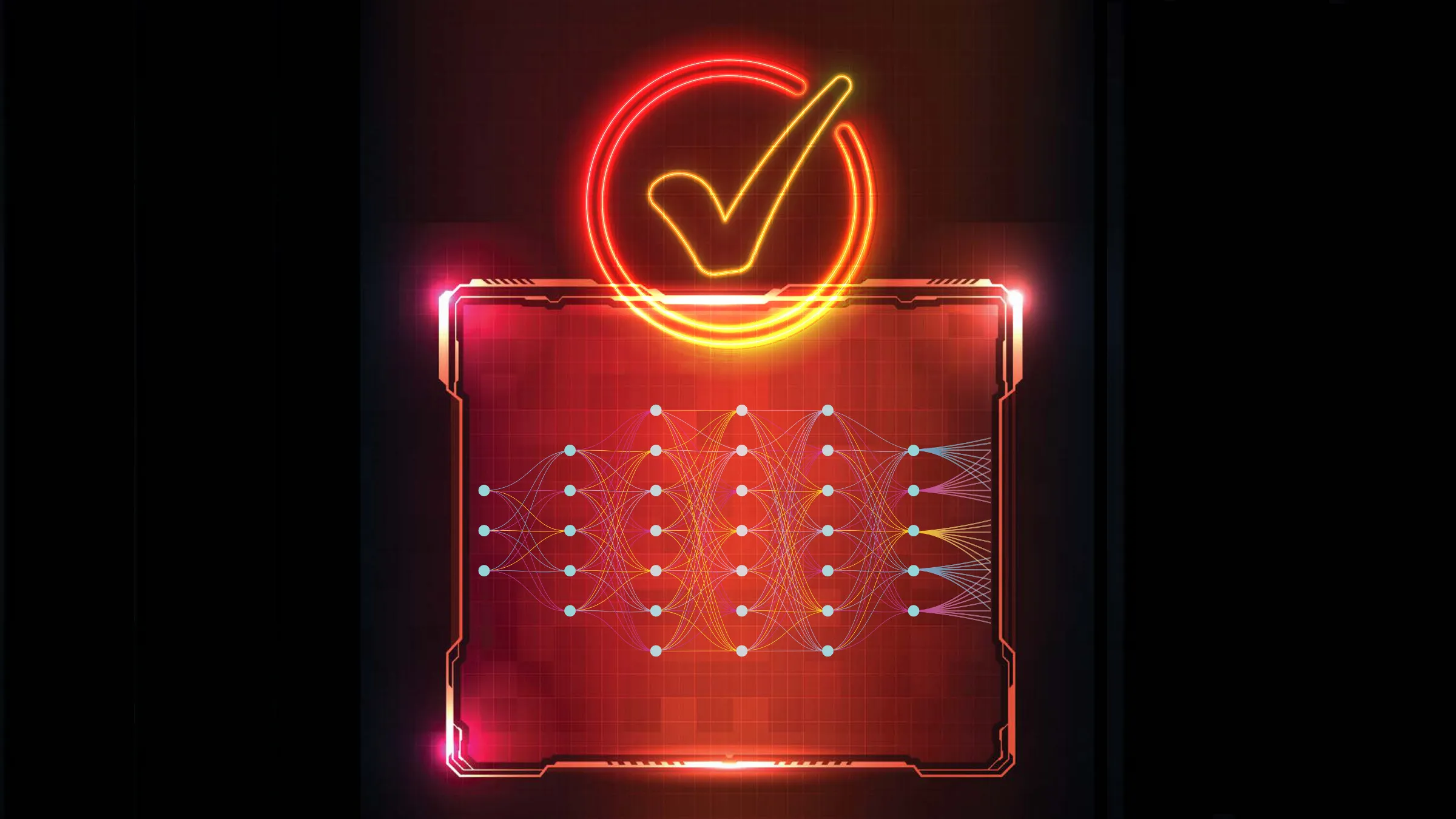 checkmark over dot pattern