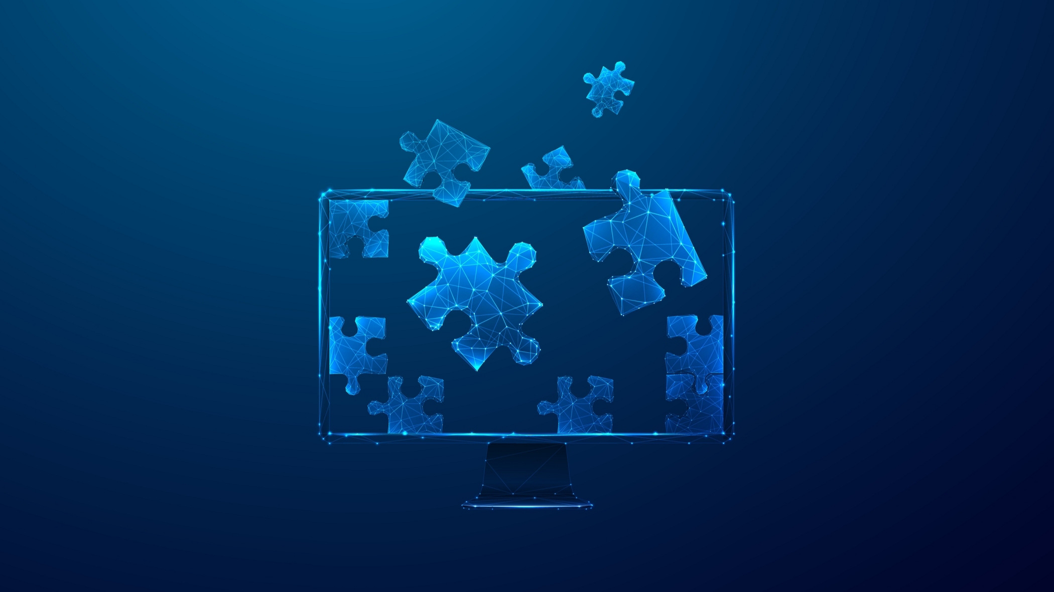 abstract computer monitor and jigsaw puzzle