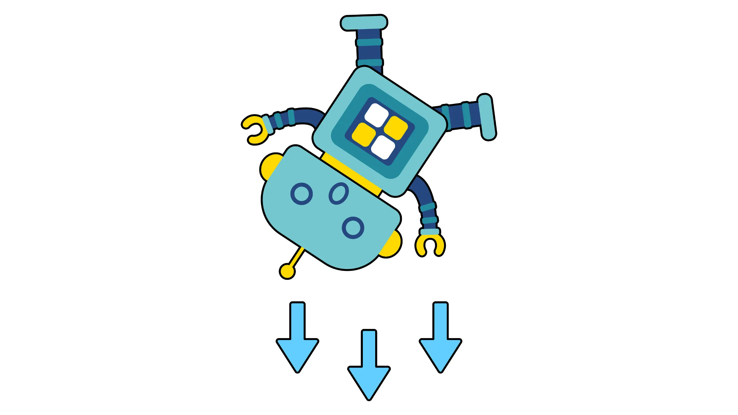 robot character falling